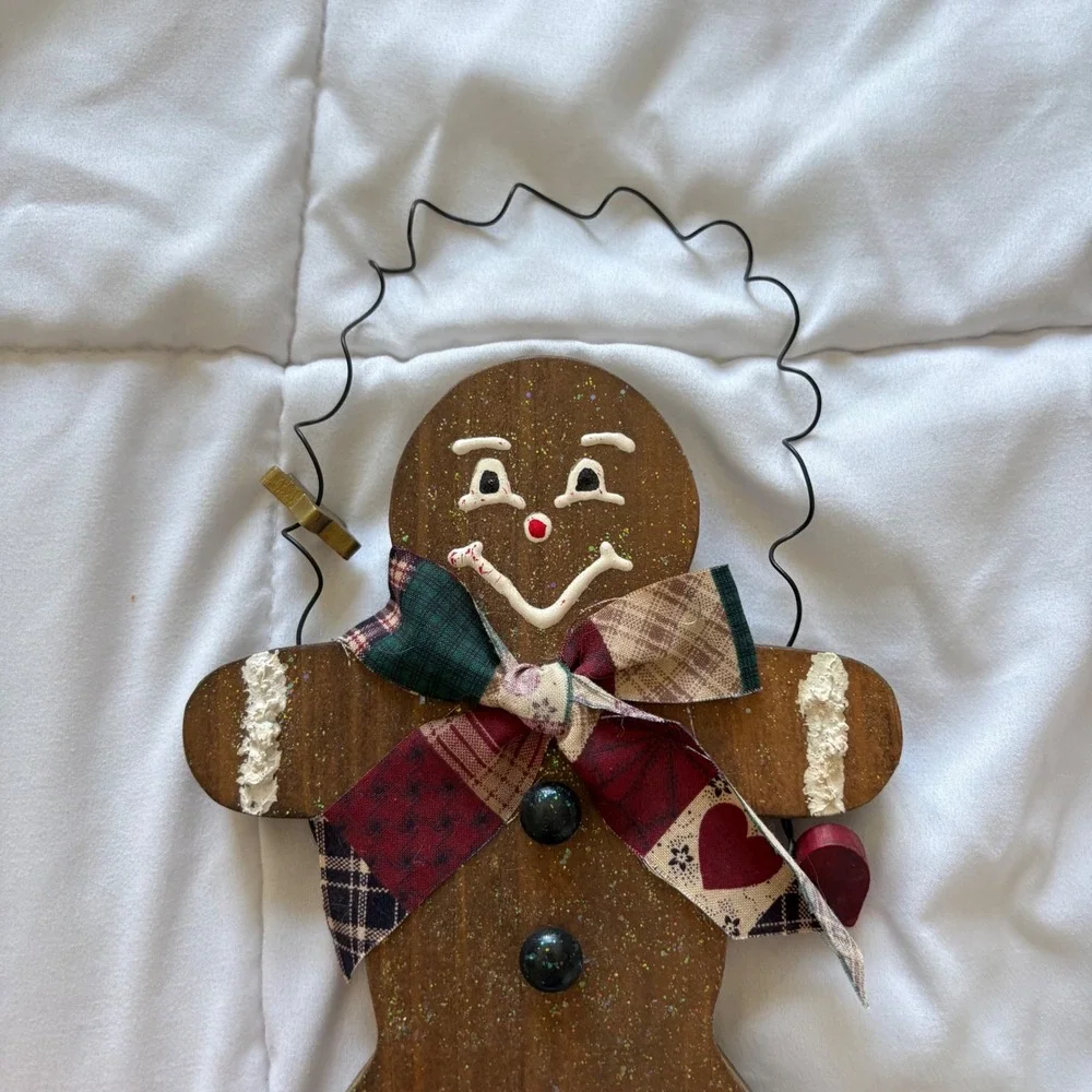 Rustic Wooden Gingerbread Man Wall Hanging Ornament Christmas Decor Primitive